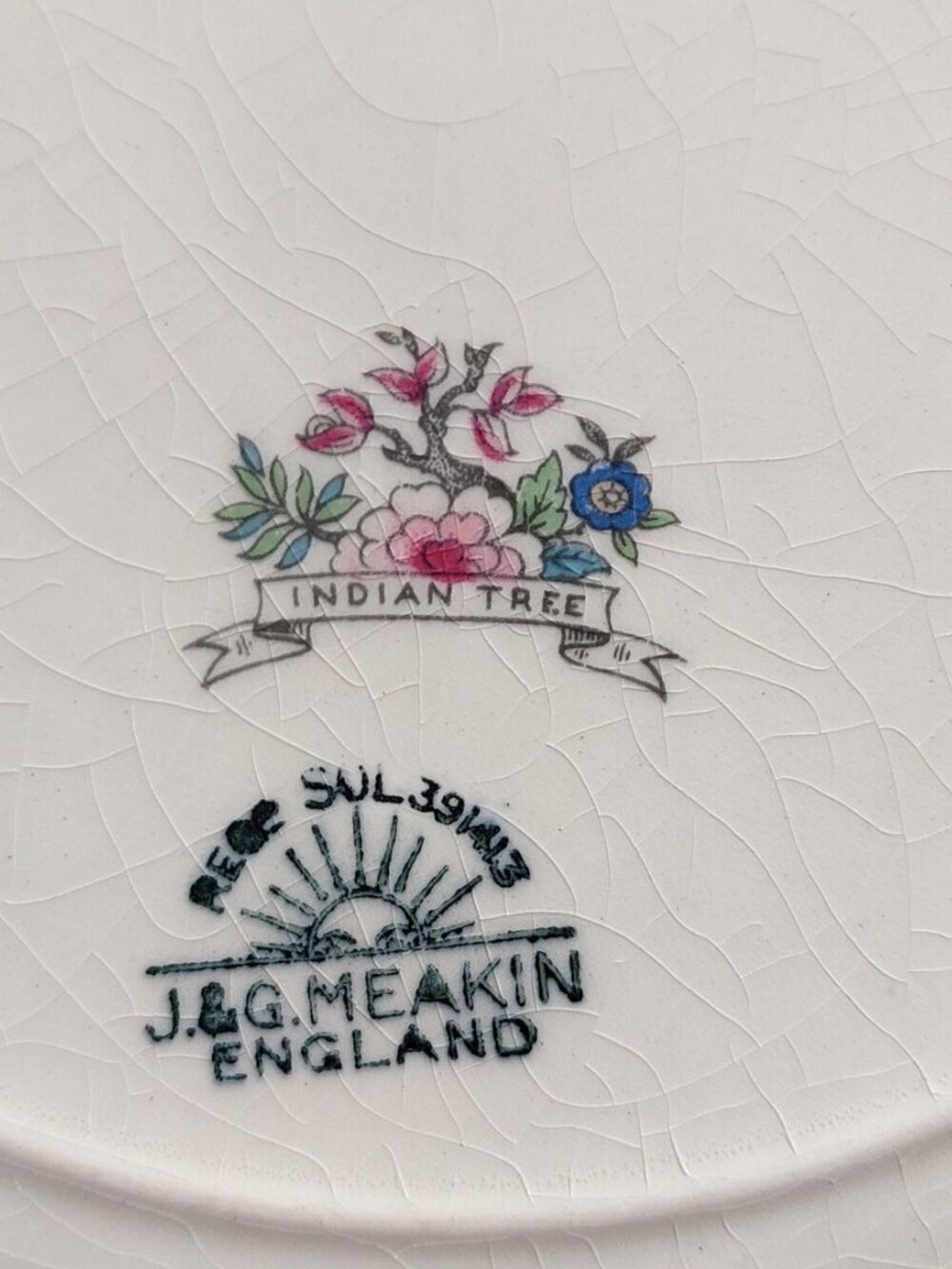 Vintage J&G Meakin Indian Tree Dinner Plates Set of 2 SOL 1912 England - Picture 9 of 9